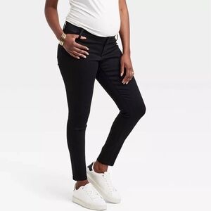 Maternity Skinny Jeans Black Elastic Side Panel Size 8